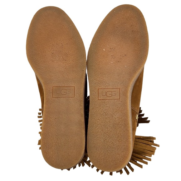 UGGS Ariane Chestnut Nubuck Studded, Fringe, Western Ankle Booties 7 - Picture 15 of 16